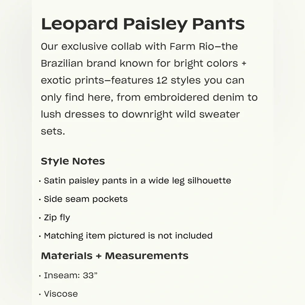 FARM Rio Teal & Brown Paisley Wide-Leg Palazzo Pants - Picture 5 of 13